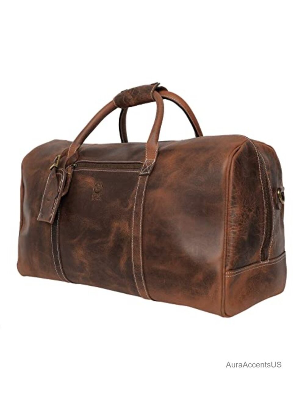 Handmade Full Grain Leather Travel Duffel Bag Carry On Underseat Weekender